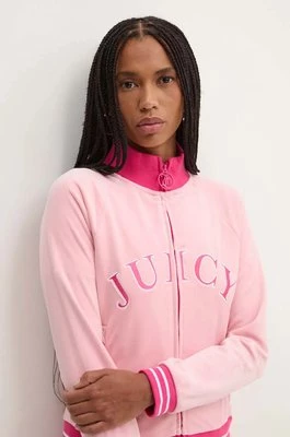 Juicy Couture bluza welurowa TANYA TRACKTOP kolor różowy z aplikacją JCSCT224417