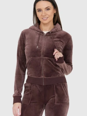 JUICY COUTURE Brązowa bluza damska rozpinana z weluru, Rozmiar M