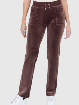 JUICY COUTURE Brązowe spodnie dresowe damskie z weluru, Rozmiar XS