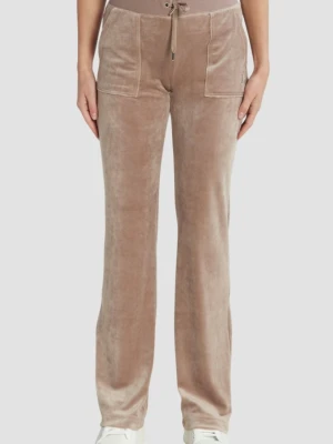 JUICY COUTURE Ciemno-beżowe damskie spodnie welurowe Del Ray Pocket Pant, Rozmiar XS