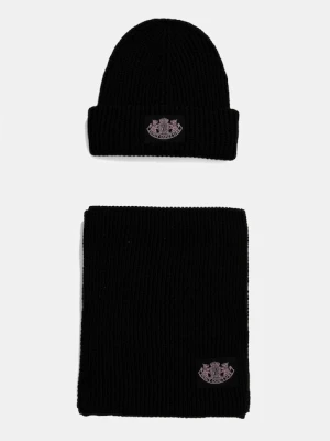 Juicy Couture czapka i szalik z dodatkiem wełny kolor czarny JCAWH225715