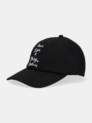 Juicy Couture czapka z daszkiem bawełniana PEACE LOVE AND JUICY CAP kolor czarny z aplikacją JCAWH225703