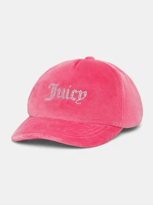 Juicy Couture czapka z daszkiem welurowa VERONICA VELOUR & DIAMANTE kolor różowy z aplikacją JCAWH224702