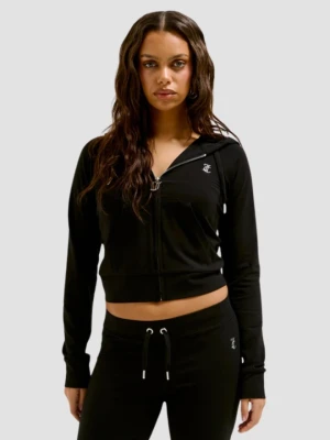 JUICY COUTURE Czarna bluza damska Single Jersey Ola Hoodie, Rozmiar XL