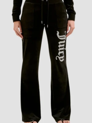 JUICY COUTURE Czarne damskie spodnie dresowe Layla Caviar Trackpant, Rozmiar M