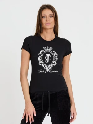 JUICY COUTURE Czarny damski t-shirt Heritage Crest Fitted, Rozmiar M