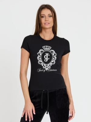 JUICY COUTURE Czarny t-shirt Heritage Crest Fitted