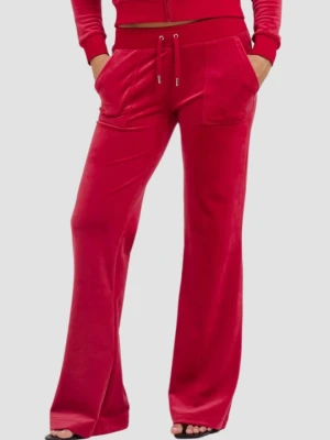 JUICY COUTURE Czerwone damskie spodnie dresowe Layla Low Rise, Rozmiar S