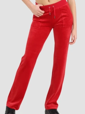 JUICY COUTURE Czerwone damskie spodnie welurowe Del Ray Pocket Pant, Rozmiar XS