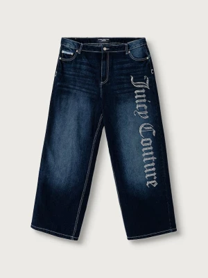 Juicy Couture jeansy wide leg damskie Diamante granatowy