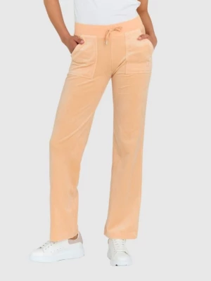 JUICY COUTURE Klasyczne welurowe spodnie dresowe del ray w brzoskwiniowym kolorze