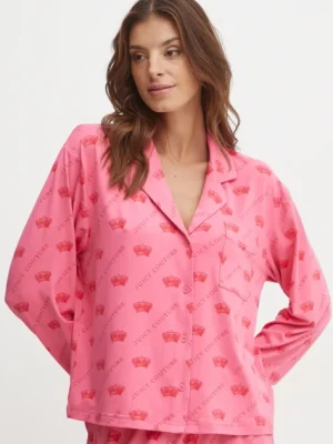 Juicy Couture koszula piżamowa ESTELLE PYJAMA TOP damska kolor różowy JCLPT224503