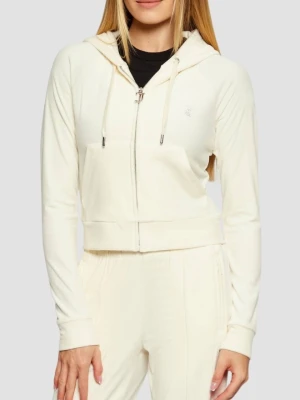 JUICY COUTURE Kremowa bluza damska Madison Outline Hoodie, Rozmiar M
