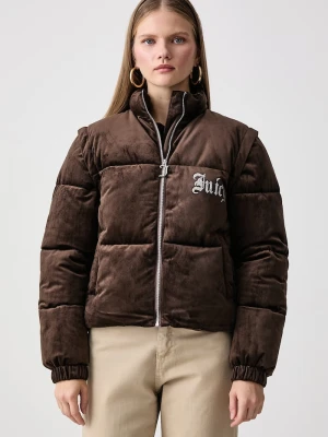 Juicy Couture kurtka pikowana damska MARGO DIAMANTE CONVERTIBLE GILET brązowy