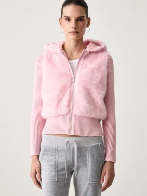 Juicy Couture kurtka przejściowa damska NAILA CONTRAST FUR różowy