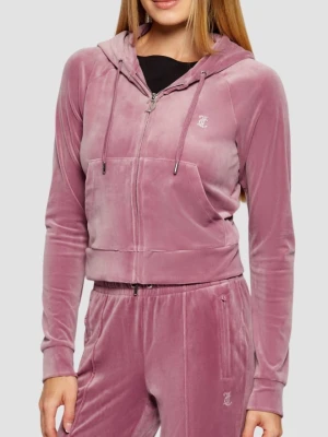 JUICY COUTURE Lawendowa bluza damska Madison Outline Hoodie, Rozmiar M