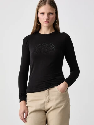 Juicy Couture longsleeve damski z wiskozą DIAMANTE DOG CREST czarny