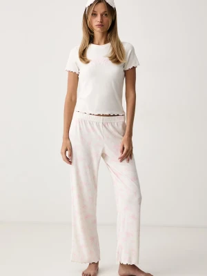 Juicy Couture piżama dwuczęściowa damska ROSE RIB SET beżowy