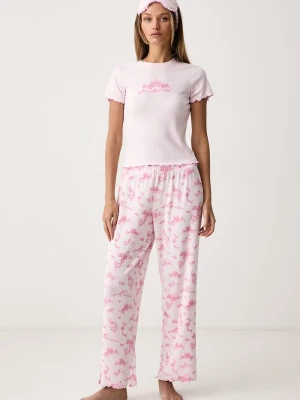 Juicy Couture piżama dwuczęściowa damska ROSE RIB SET różowy