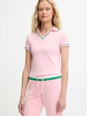 Juicy Couture polo SHRUNKEN POLO TEE damski kolor różowy JCWCT225355