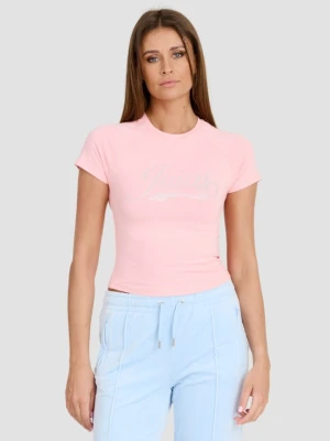 JUICY COUTURE Różowy damski t-shirt Retroshrunken Tee, Rozmiar S