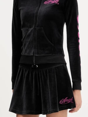 Juicy Couture spódnica welurowa Angel kolor czarny mini rozkloszowana JCNGS126457