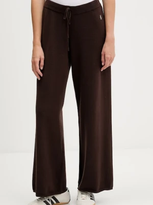 Juicy Couture spodnie damskie kolor brązowy proste high waist JCGBJ225017