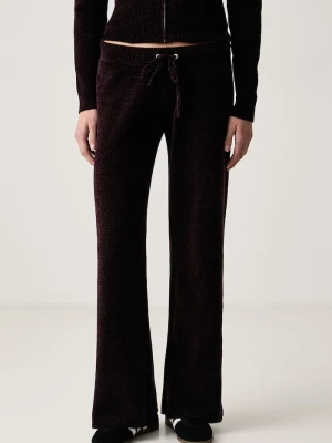 Juicy Couture spodnie dresowe damskie JAMA KNIT OG STRAIGHT bordowy