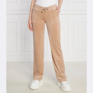 Juicy Couture Spodnie dresowe Del Ray Classic Velour Pant Pocket Design GOLD HW | Regular Fit