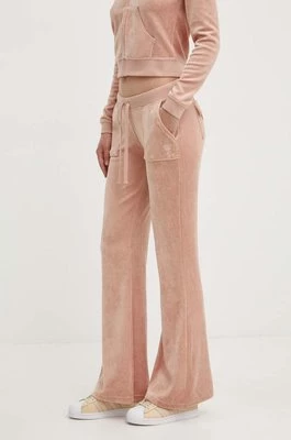Juicy Couture spodnie dresowe welurowe CAISA kolor beżowy gładkie JCSEBJ008