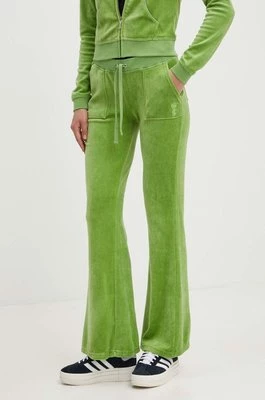 Juicy Couture spodnie dresowe welurowe CAISA kolor zielony gładkie JCSEBJ008