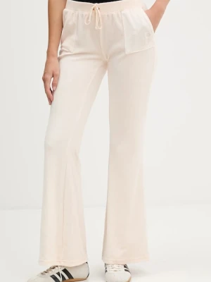 Juicy Couture spodnie dresowe welurowe CAISA LOW RISE PANT damskie kolor beżowy gładkie JCSEBJ008G
