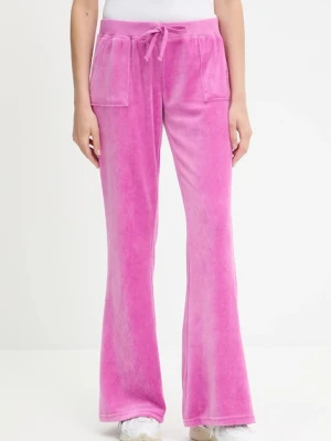 Juicy Couture spodnie dresowe welurowe CAISA LOW RISE PANT damskie kolor różowy gładkie JCSEBJ008G