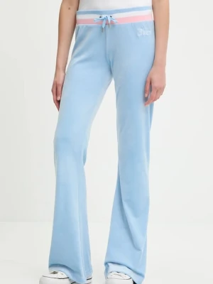 Juicy Couture spodnie dresowe welurowe CHRISTINE STRIPE LOW RISE damskie kolor niebieski gładkie JCWBJ225352
