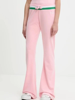 Juicy Couture spodnie dresowe welurowe CHRISTINE STRIPE LOW RISE damskie kolor różowy gładkie JCWBJ225352