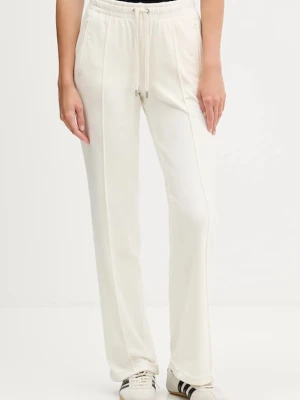 Juicy Couture spodnie dresowe welurowe damskie kolor beżowy z aplikacją JCWBJ225307