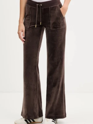 Juicy Couture spodnie dresowe welurowe damskie kolor brązowy gładkie JCSEBJ001G.193