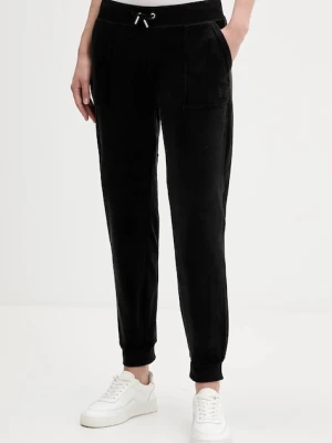 Juicy Couture spodnie dresowe welurowe damskie kolor czarny gładkie JCBBJ225802