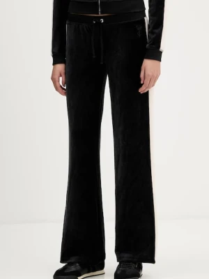Juicy Couture spodnie dresowe welurowe damskie kolor czarny gładkie JCGBJ126002