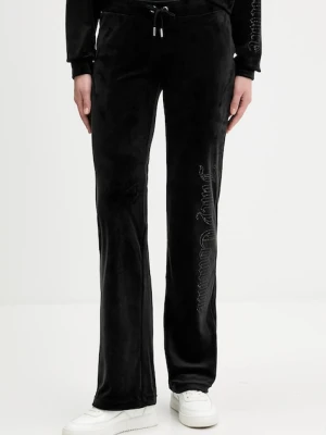 Juicy Couture spodnie dresowe welurowe damskie kolor czarny gładkie JCWBJ225311