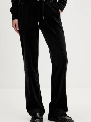 Juicy Couture spodnie dresowe welurowe damskie kolor czarny z aplikacją JCWBJ225307