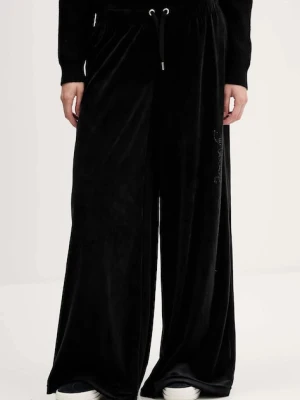 Juicy Couture spodnie dresowe welurowe damskie kolor czarny z aplikacją JCWBJ225309