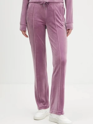Juicy Couture spodnie dresowe welurowe damskie kolor fioletowy z aplikacją JCWBJ225307