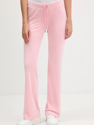 Juicy Couture spodnie dresowe welurowe damskie kolor różowy gładkie JCWBJ225311