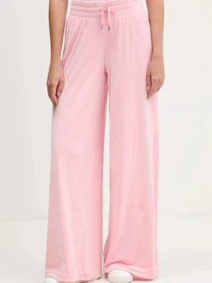 Juicy Couture spodnie dresowe welurowe damskie kolor różowy z aplikacją JCWBJ225309