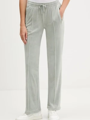 Juicy Couture spodnie dresowe welurowe damskie kolor szary z aplikacją JCWBJ225307
