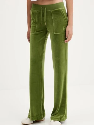 Juicy Couture spodnie dresowe welurowe damskie kolor zielony gładkie JCSEBJ001G