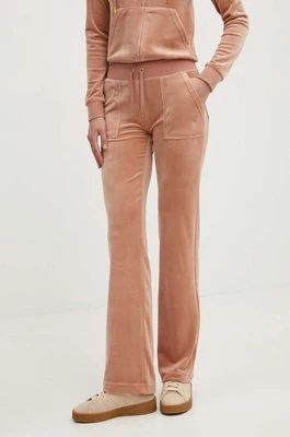 Juicy Couture spodnie dresowe welurowe DEL RAY GOLD kolor beżowy gładkie JCAP180G