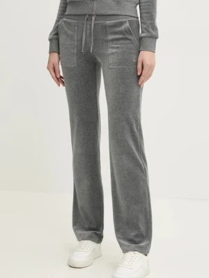 Juicy Couture spodnie dresowe welurowe DEL RAY PANT kolor szary gładkie JCAP180