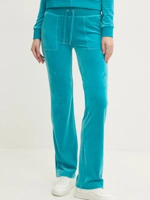 Juicy Couture spodnie dresowe welurowe DEL RAY PANT kolor zielony gładkie JCAP180